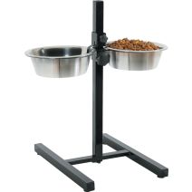 Support métal réglable antidérapant avec 2 bos inox 1,5L